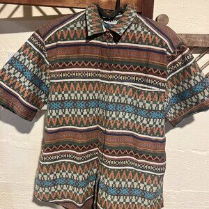 Vintage Geometric Print Button Up (M)